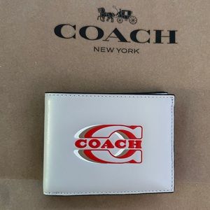 Coach CH083 Slim Billfold Wallet Stamped Coach Steam Multi Leather NWT